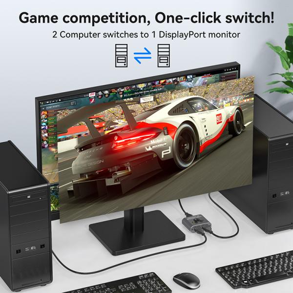 8K60Hz Display Port Switcher for Easy Operation and High-Performance DP 1.4 Switching