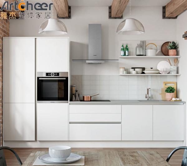 Armários de cozinha personalizados modernos de design escandinavo painel de porta de membrana PVC
