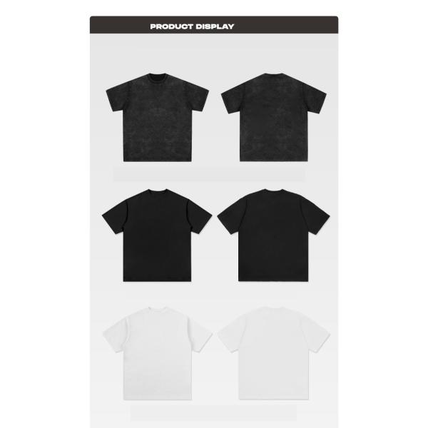 Etiquetas personalizadas de estilo americano retro camiseta de manga corta para hombres y mujeres en blanco