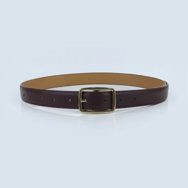 Women's High-End Leather Belt Women's PU with Alloy Gold Alloy Buckle Casual Style