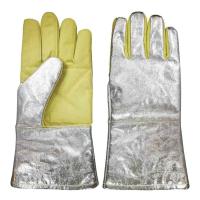 As luvas resistentes ao calor do trabalho da palma de 4 camadas EN407 aluminizaram para trás e punho
