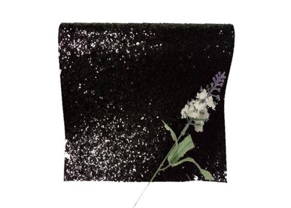 PU Textile Chunky Glitter Fabric Wall Coverings Black Wallpaper 25cm*138cm