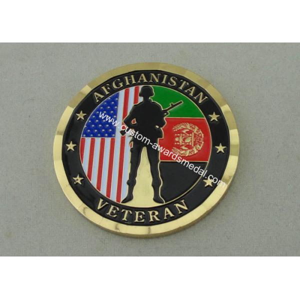 Brass Stamped Afghanistan Veteran Personalized Coins With Box Packing And Gold Plating