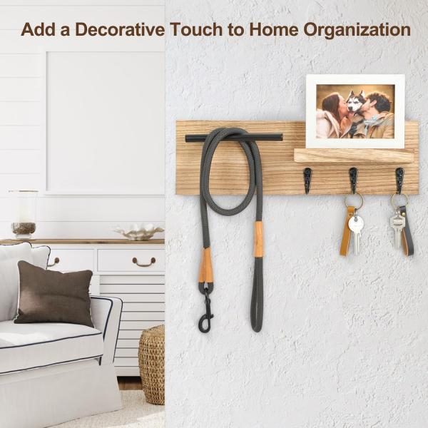 Multifunction Wooden Key Hanger with Shelf and Hooks A Space-Saving Solution