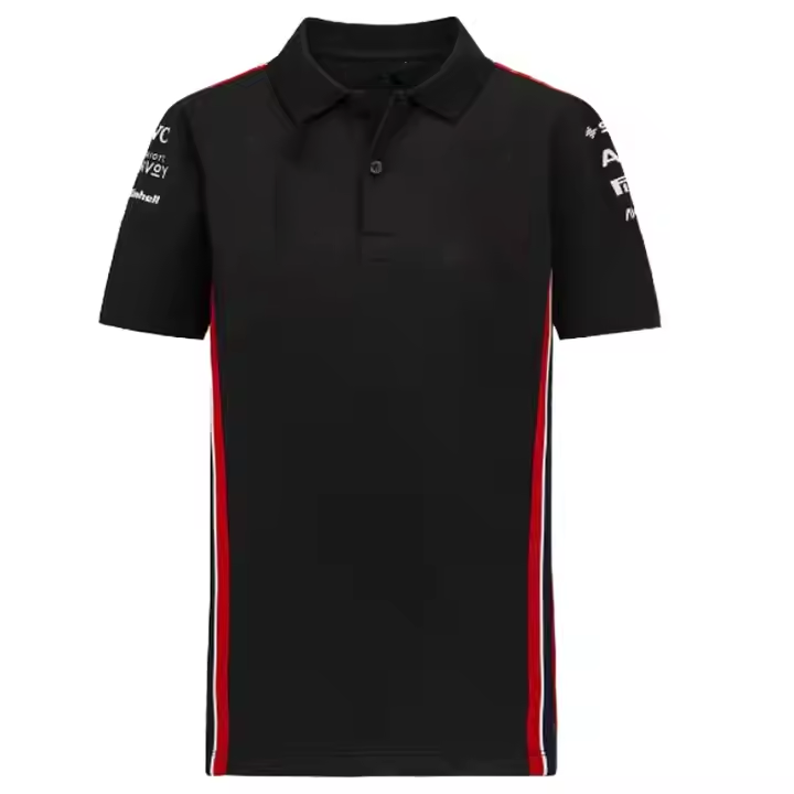 New Summer Hot Selling Oversized Multi Size Shoulder Striped Side Striped Polo Shirt F1 Racing Suit Casual Sports Poloshirt