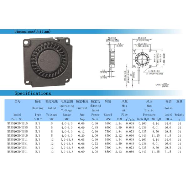 Plastic Impeller 6000RPM 5V 12V DC Blower Fan For 3D Printer