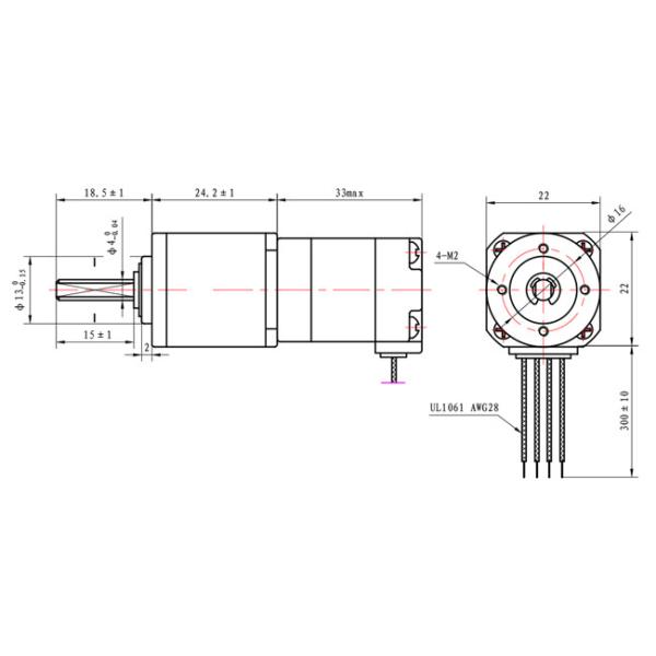 Нема 8 20x20x33 мм 1.8 градусов Гейрбокс шаговой двигатель 20mN.m 4 провода для косметического оборудования