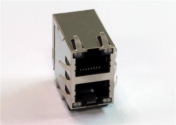 HR872130H Stacked 2x1 RJ45 Socket 10/100/1000Base - Tx Ethernet Jack LPJG17510AANL