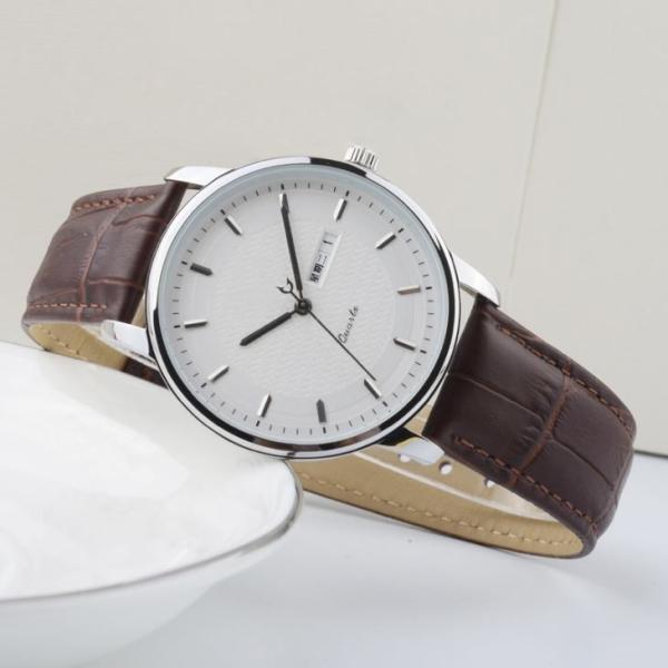 30 Meters Waterproof Mens Leather Strap Dress Watch 210mm Stainless Steel Case