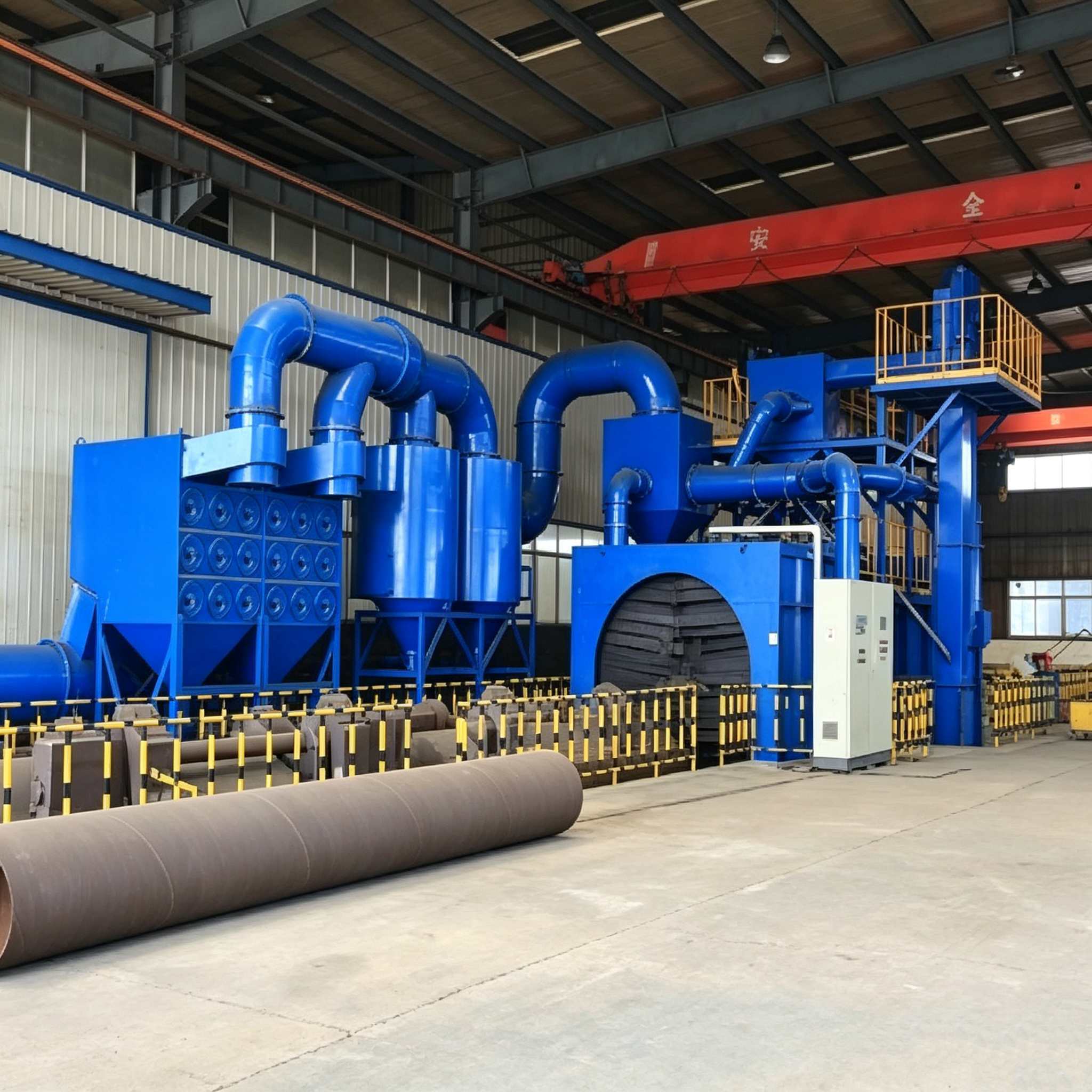 Steel Pipe Shot Blasting Machine engineered to remove rust scale and mill scale