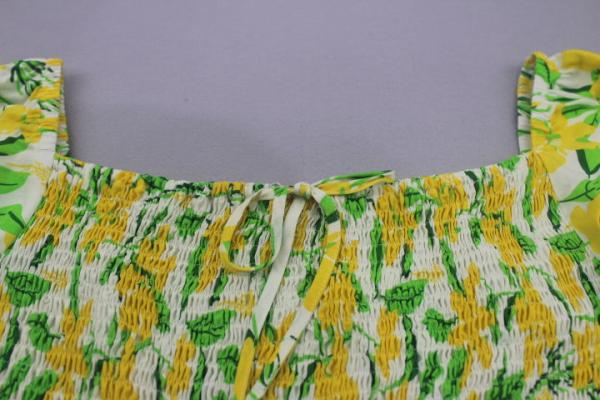 Printed Custom Womens Dresses Off Shoulder Long Frill Dresses With Smock Design