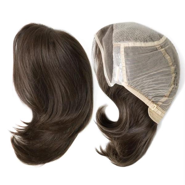 Jewish Wigs Brown Injection Silk Top Kosher Lace Front Jewish Wigs New Glueless Silk Top Human Hair short European Hair Jewish Wig