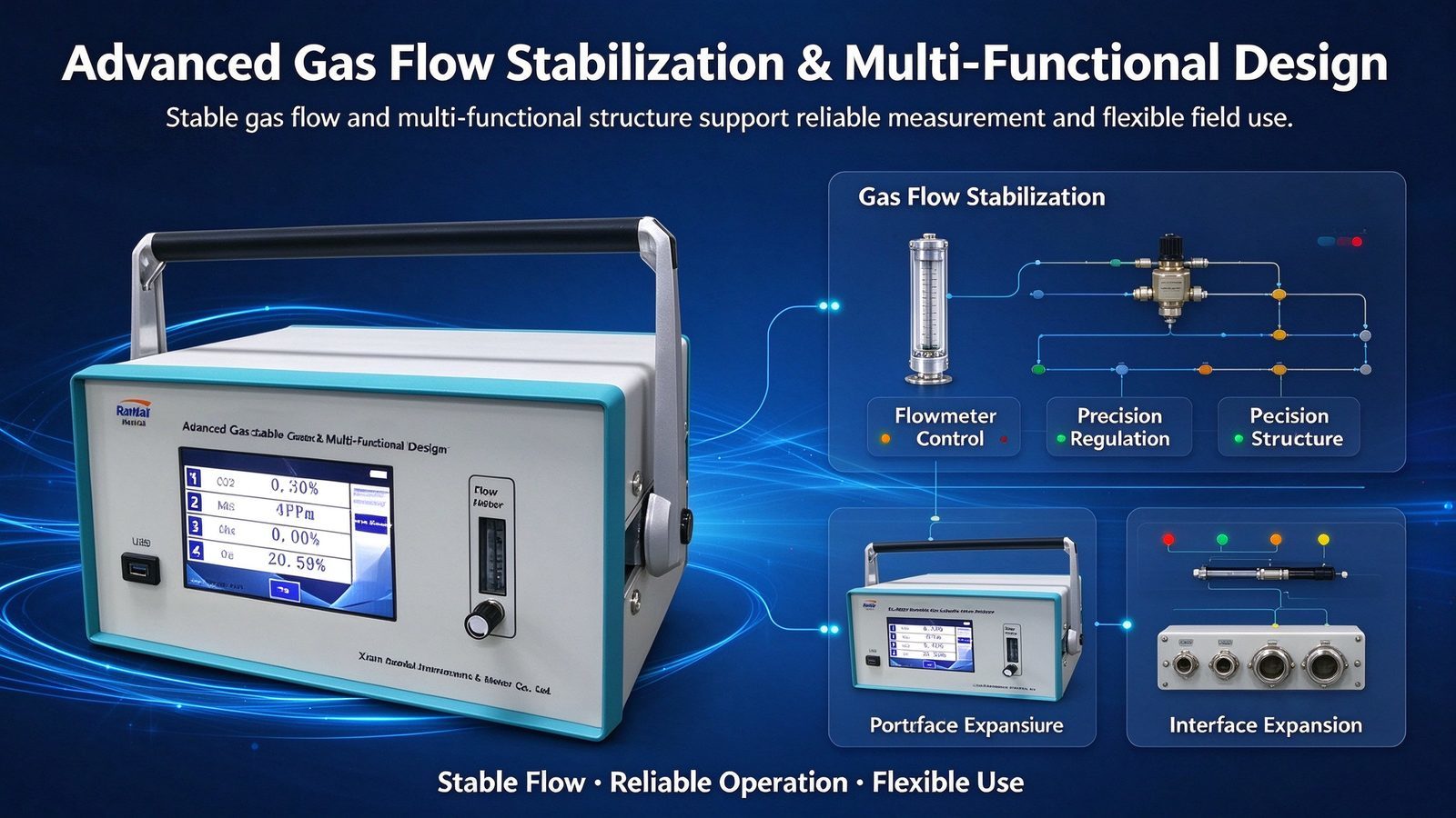 Portable Calorific Value Analyzer High Accuracy Multi Gas Detector For CO H2 CH4 CO2 O2
