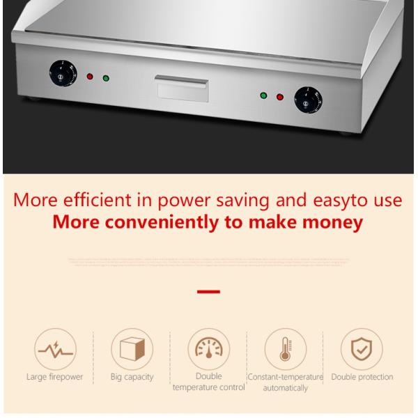 Electric Countertop Flat Griddle Plate Silver White 35kg Double Temperature Control Panel