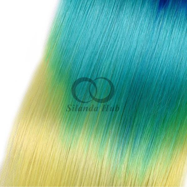 Blue/Light Blue/Yellow Body Wave Remy Human Hair Bundles Sew In Weave Bundles Brazilian Bundle Deals