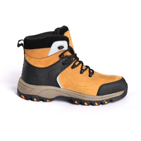 Shock-Proof Cement Safety Shoes with Leather Upper and Rubber EVA Sole Type Lace-up Closure Work Boots