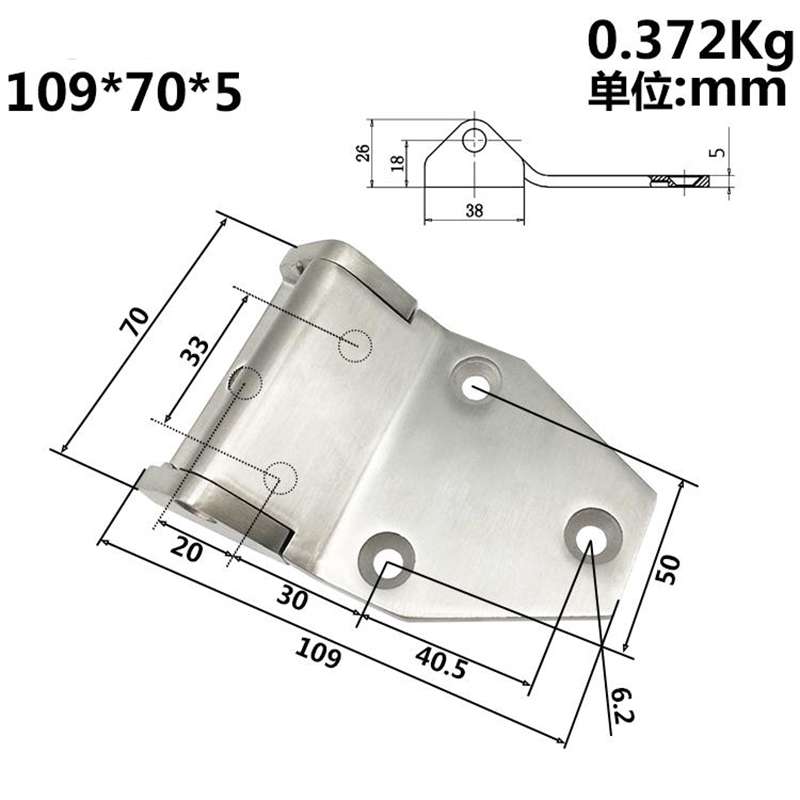 Шарниры нержавеющей стали раздвижной двери сверхмощные 109x70x5mm