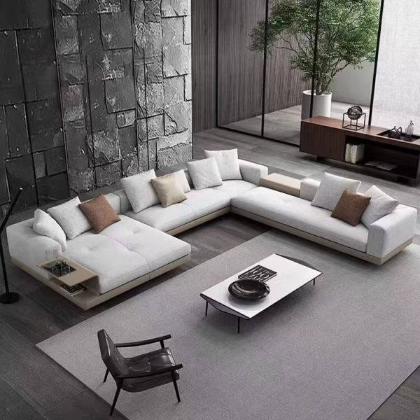 Foam Filling Material L Shape Modular Corner Sofa Set Italian Minimalist Nordic Designs Modern Luxury Sectional Couch Furniture