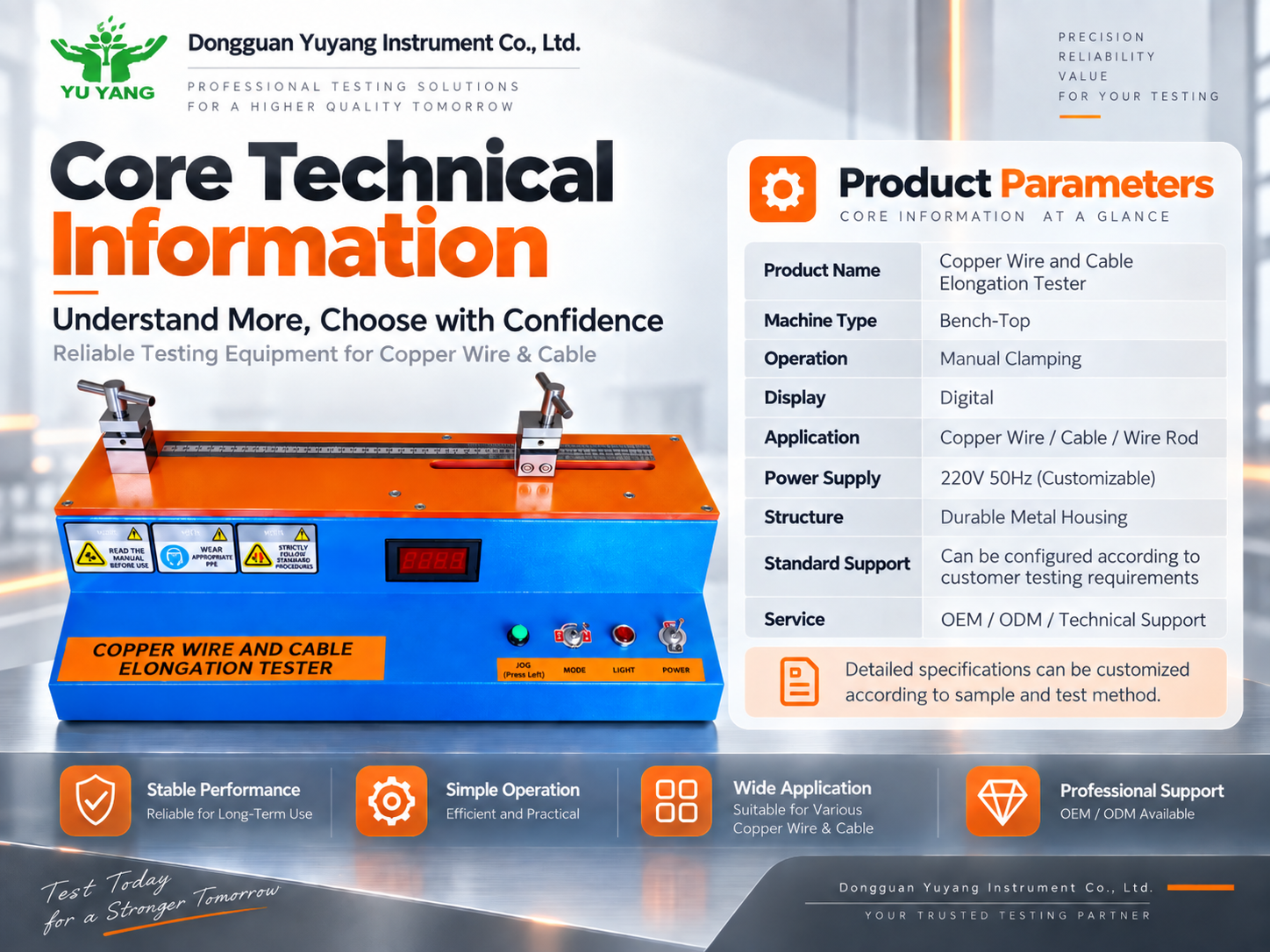 Copper Wire and Cable Elongation Tester