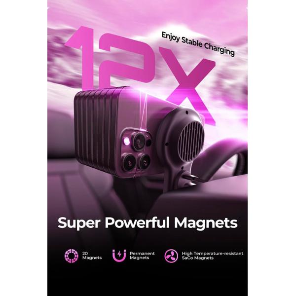 Strong Magnetic Stability Ultra-Thin Fan Cooling Fast Charging Wireless Charging Car Phone Holder One-Handed Operation