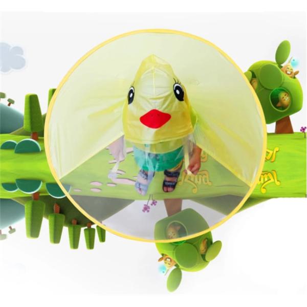 Yellow Duck Childrens Waterproof Ponchos , Baby Hiking UFO Raincoat Cloak