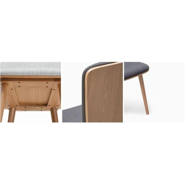 Nordic Modern Dining Chair with Solid Wood Legs and Upholstered Seat