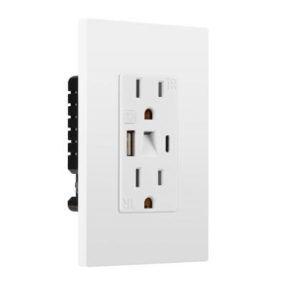 PD20W Night Light USB Outlet Fast Charging USB Type C Outlet With Light