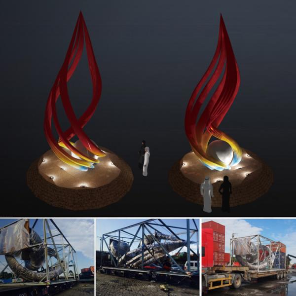 SGS Approve Landmark Modern Stainless Steel Abstract Sculpture 2mm Thick