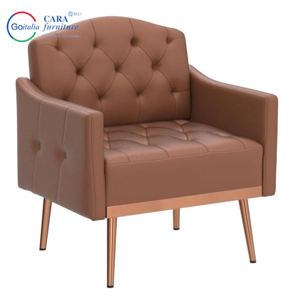Fabric Metal Leg Armchair Italian Sofa Leisure Chair For Living Room At Mail Packing N