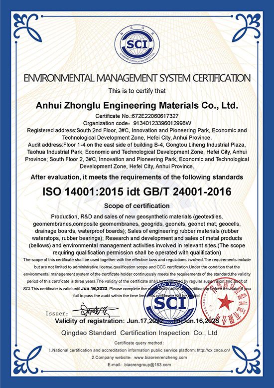 Anhui Zhonglu Engineering Materials Co., Ltd. Сертификации