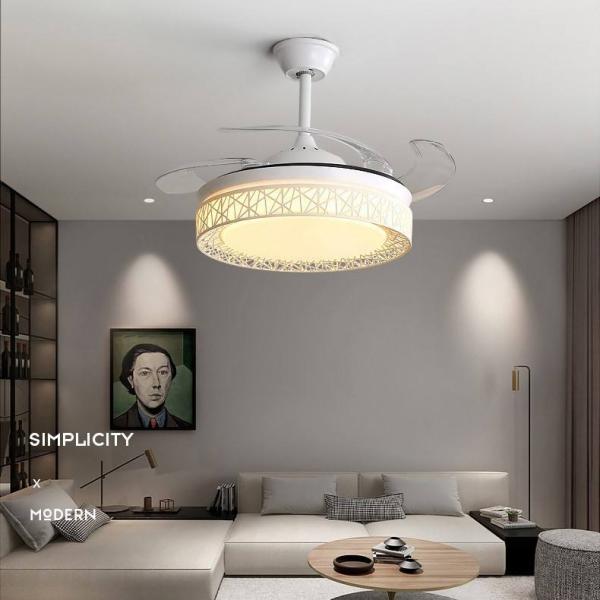 Chambre à coucher Ventilateur de plafond décoratif d'intérieur de 42 pouces avec télécommande Smart BLDC Moderne avec lumière LED