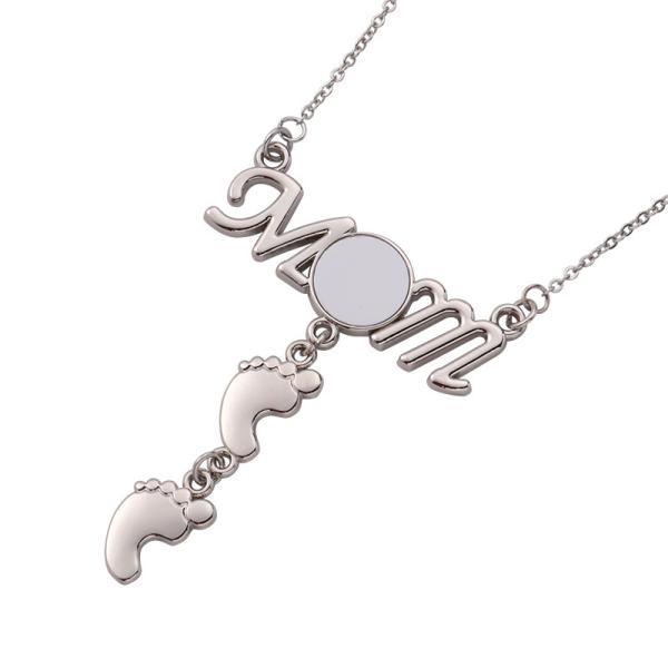 Collier Fête des Mères Maman Collier Sublimation Empreinte de Pied Collier Personnalisé Pour Maman Et Bébé
