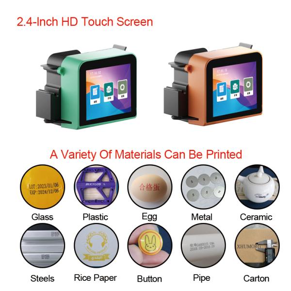 New T1 Mini Portable Handheld Inkjet Printer Date Printer Touch Screen logo Coding Machine Small Printer for Bottle Caps and Box
