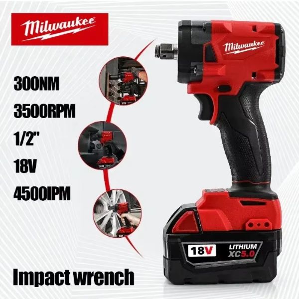 300Nm Rechargeable Milwaukee Cordless Electric Screwdriver 3000RPM Impact Screw Driver