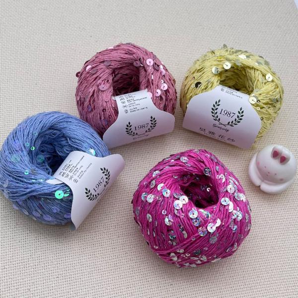 1/2.3NM 55% Cotton 45% Polyester Sequin Yarn Crochet Paillette Yarn For Bag Clothing Knitting