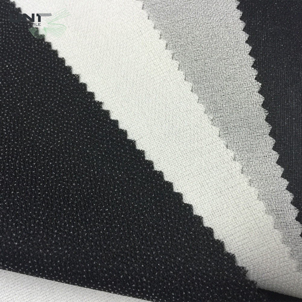Plain Dyed 50D*50D Woven Interlining with PA/PES Glue HDPE/LDPE Coating 110*76 Density