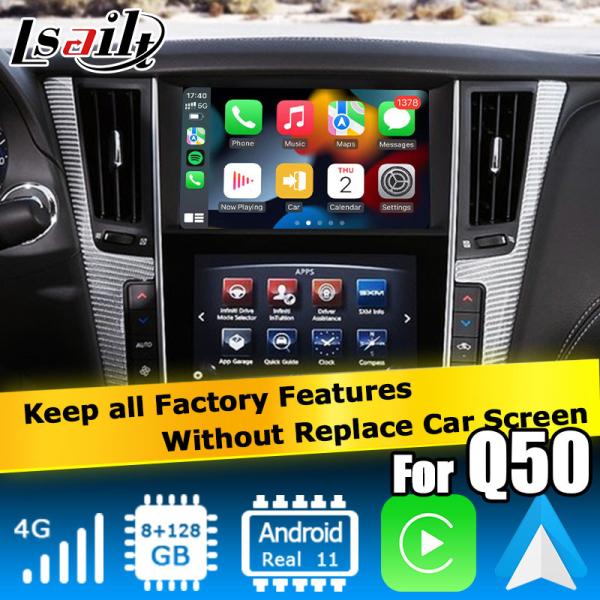 Interfaz GPS CarPlay, interfaz de caja de navegación Android 13 de 8+128GB para Infiniti Q50 / Q60