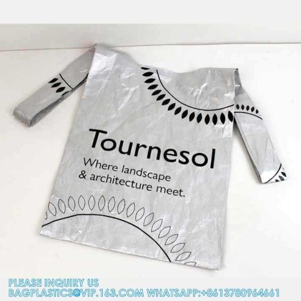 Tote Shopping Bags, Foldable Large Capacity Custom Logo Dupont Paper Shopping Vest Bag Tyvek T-Shirt Tote Bag