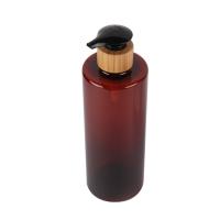 60 ml 80 ml 100 ml 120 ml 150 ml 180 ml 200 ml 250 ml 300 ml Bouteille en PET à épaule plate ambre avec pompe à lotion en bambou naturel