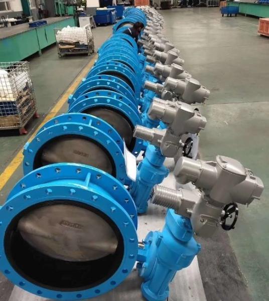 Ductile iron cf8m ss316 rubber lined DN1200 2200 wormgear Rotork Auma Captop Underground double flanged butterfly valve