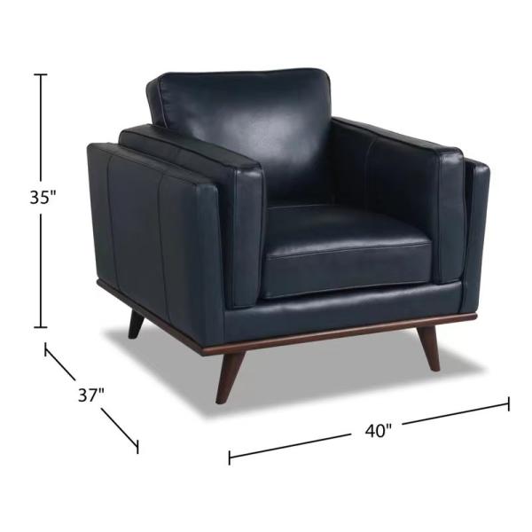 Home Hotel Apartment Furniture Sofa Set Resistant Dirt Wooden Leg Black Pu Leather Sofa
