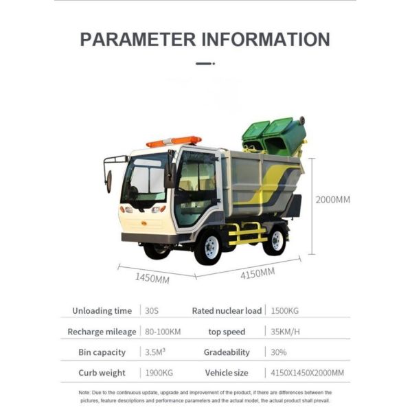 3.5CBM Organic Pure Electric Swill Kitchen Food Garbage Waste Collection Vehicle Truck