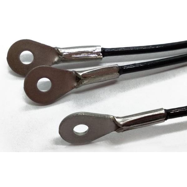 Веревочка черного ПВК покрытая/пластмассой покрытая нержавеющей стали провода двух- концом наблюдает