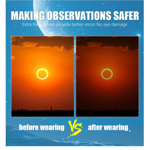 2024 High Quality Plastic Safe Solar Observation Solar Eclipse Glasses Certified Safe Shades for Direct Sun Viewing