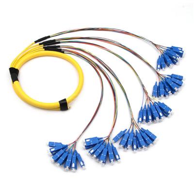 SC UPC 72 Cores OFNR W/6 Bundles Breakout Fiber Optic Cable Single Mode OS2 Colete Amarelo