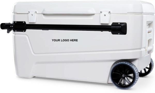 55 Quart  Best Sell Ice Box 4 Wheel Premium Wheeled Cooler Foam Insulation Foldable Backrest Seat Chilly Chest