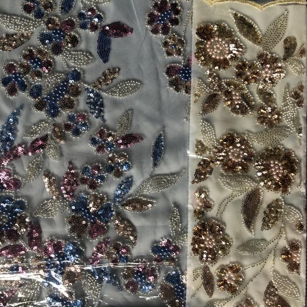 Easily Customizable Luxury 3D Flowers Beaded Embroidery Lace Fabric New Design Lace for Party Dress Women's Dress