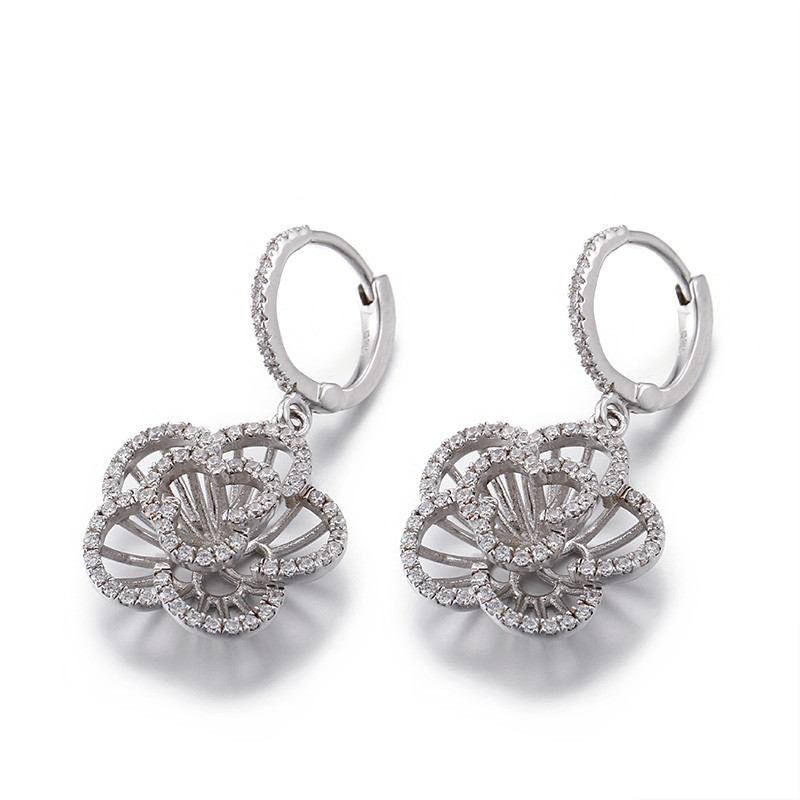 серьги цепи связи кубического Zirconia серег стержня цветка лотоса 4.6g кубинськие