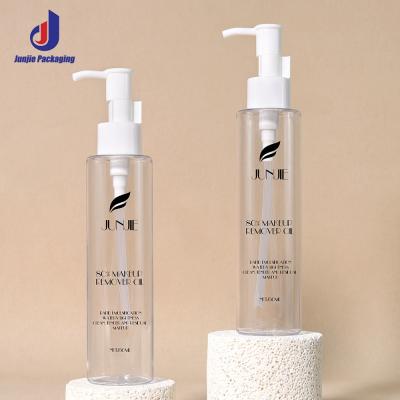 Custom Empty Transparent 150ml Pet Plastic Cosmetic Body Oil Cleansing Oil Pump Bottle for Skin Care Packing