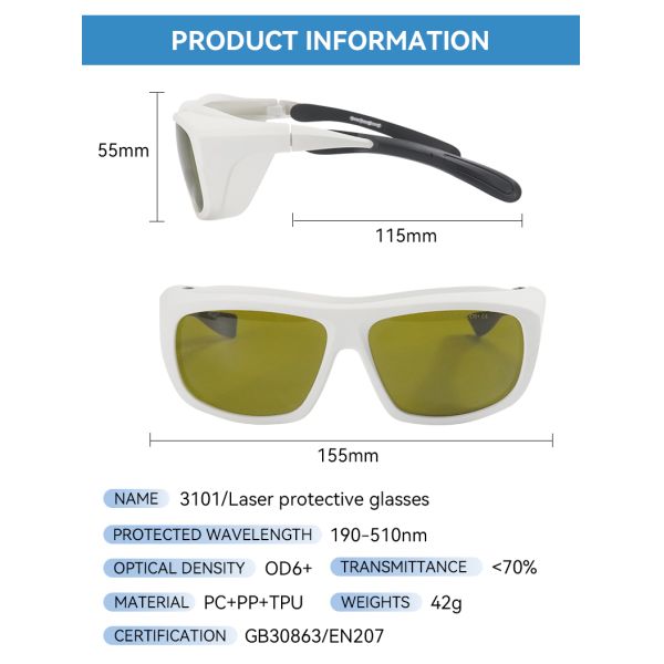 LASER LASER Laser protective glasses certified laser protect glasses laser lenses protect laser laser protector laser protective 532 laser protection glasses 190-510nm laser protective glasses